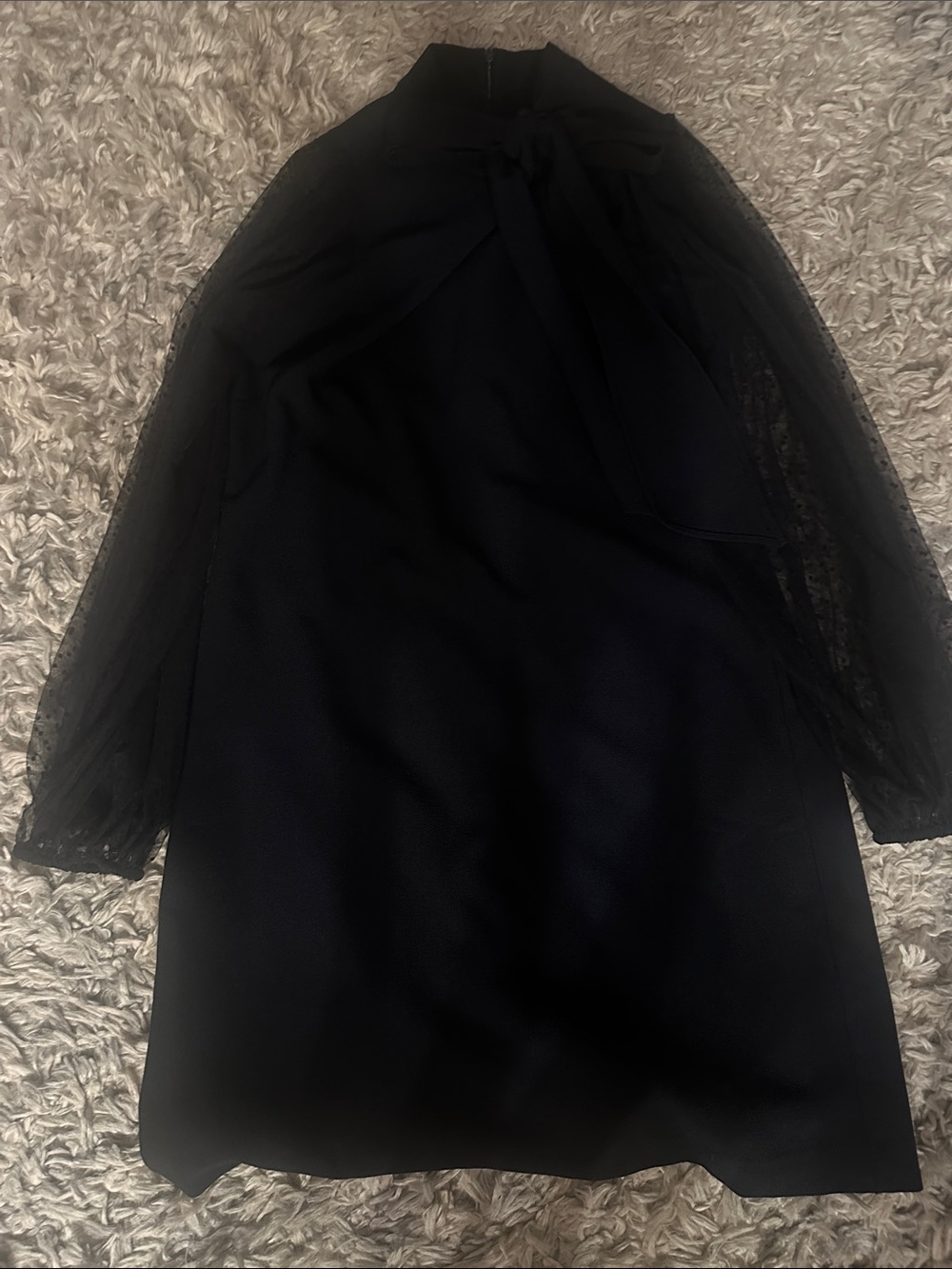 Vince Camuto Black Long-Sleeve A-Line Dress with Sheer Sleeves